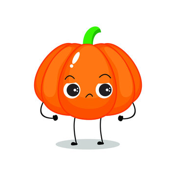 Vector illustration of orange pumpkin character with cute expression, funny, isolated on white background, vegetable for mascot collection, emoticon kawaii, cool, sunglasses, lovely