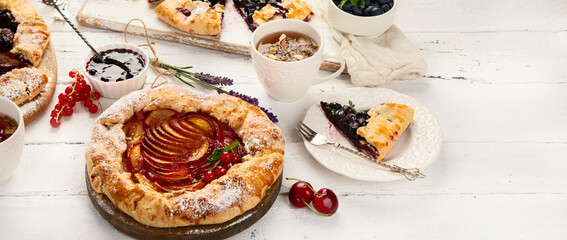 Homemade summer pies or galettes.