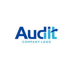 Audit Logo Design. Chart bar and Growth Arrow Symbol. Business Vector Illustration. Flat and Simple icon.