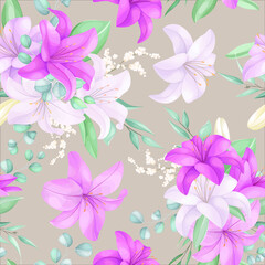 Fototapeta na wymiar Seamless pattern with beautiful floral
