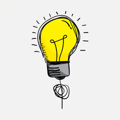 hand drawn light bulb icon. doodle concept of idea. Brainstorming inspiration design. light bulb symbols