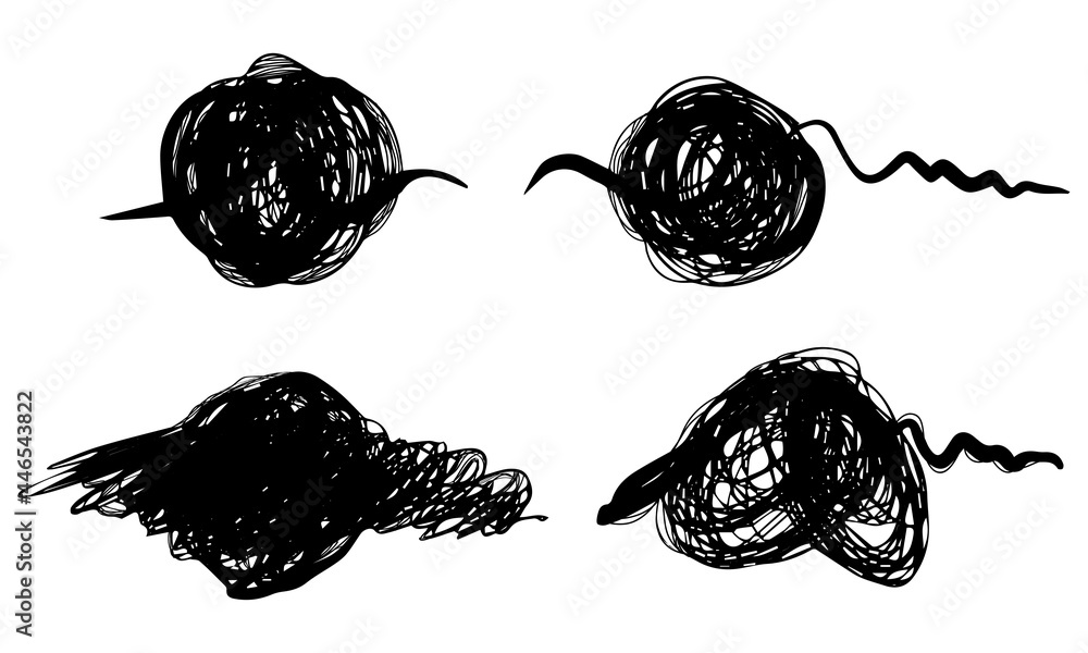 Poster hand drawn scribble sketch circle object. tangled grungy round scribble. isolated on white backgroun