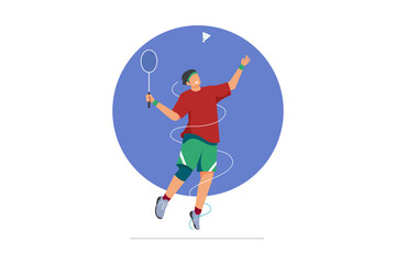 Badminton athlete in-game vector illustration
