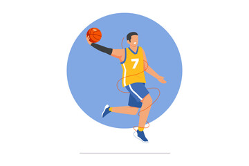 Basketball athlete in-game vector illustration