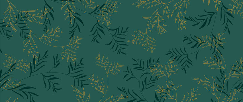 Minimal green tropical leaves background vector. © TWINS DESIGN STUDIO