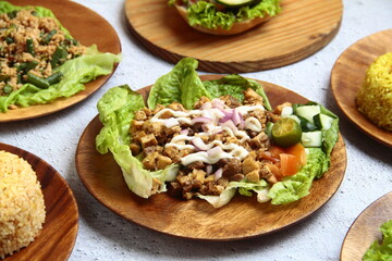 Freshly cooked tofu sisig