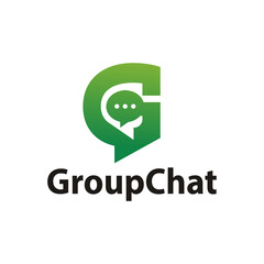 Letter G with chat icon for group chat logo design