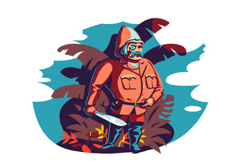 Man brave traveler and explorer