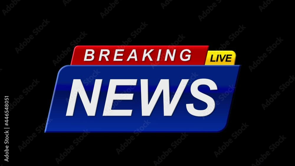 Poster breaking news template intro for tv broadcast news show program with 3d breaking news text and badge
