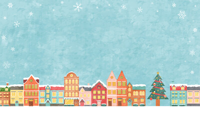 住宅とクリスマスツリーの罫線のベクターイラスト 背景 X Mas Wall Mural Honyojima 住宅とクリスマスツリーの罫線のベクターイラスト 背景 X Mas Wall Mural Honyojima