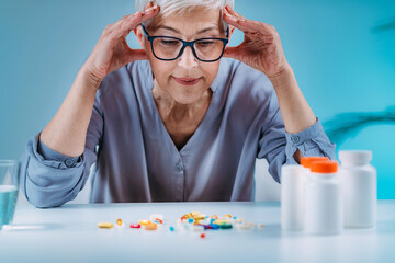 Senior patient failing to follow medical advice, demonstrating prescribed medicine non-adherence...