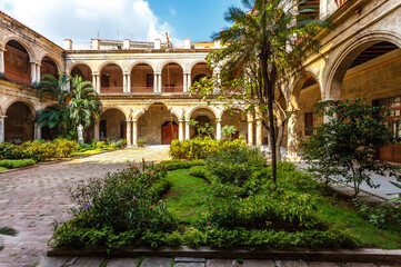 Courtyard of the old seminary de San Carlos and San Ambrosio - now Cultural Center Felix Varera in Old Havana, Cuba