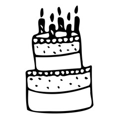 Vector illustration of birthday cake with candles