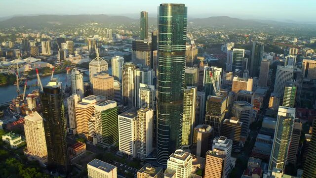 Aerial view of Brisbane Skytower (222 Margaret Street) At Brisbane CBD, Australia