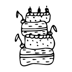 Vector illustration of birthday cake with cherry