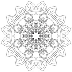 Leaf Flower Petal Coloring Mandala Art Simple Graphic Shape Vector Floral Oriental Outline Vintage Decorative Elements Pattern Illustration Islam Arabic Indian Turkish Mystic Religion Morals Lotus