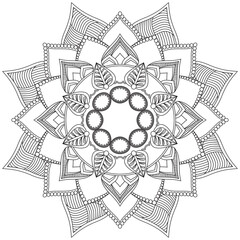 Leaf Flower Petal Coloring Mandala Art Simple Graphic Shape Vector Floral Oriental Outline Vintage Decorative Elements Pattern Illustration Islam Arabic Indian Turkish Mystic Religion Morals Lotus