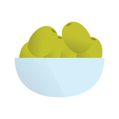 Illustration of a plate with olives.