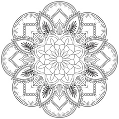Leaf Flower Petal Coloring Mandala Art Simple Graphic Shape Vector Floral Oriental Outline Vintage Decorative Elements Pattern Illustration Islam Arabic Indian Turkish Mystic Religion Morals Lotus