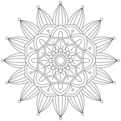 Leaf Flower Petal Coloring Mandala Art Simple Graphic Shape Vector Floral Oriental Outline Vintage Decorative Elements Pattern Illustration Islam Arabic Indian Turkish Mystic Religion Morals Lotus