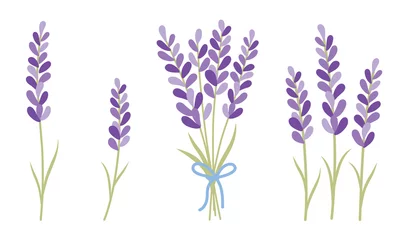 Deurstickers Lavendel bos vectorillustratie. Mooie lavendelboeketbundel met lintvector © JungleOutThere