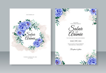 Fototapeta na wymiar Beautiful watercolor flower for wedding invitation template