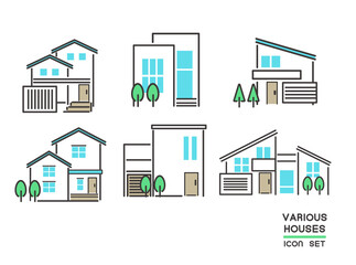 様々な一軒家のベクターイラスト素材／アイコン／家