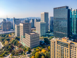 Fototapeta na wymiar Aerial photography of modern urban architectural landscape in Hangzhou, China