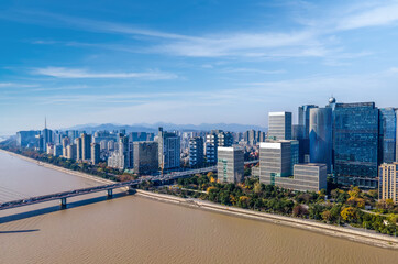 Aerial photography of modern urban architectural landscape in Hangzhou, China