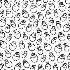 Decorative berry pattern. Black contour of stylized berries on a white background. Vector illustration.