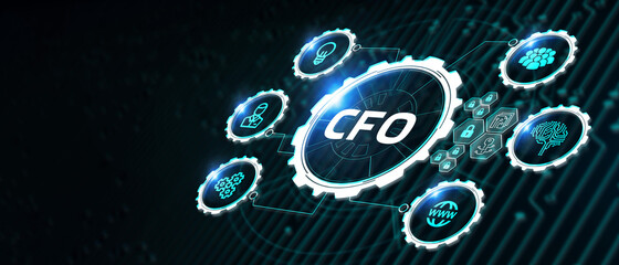 Business, Technology, Internet and network concept.  virtual screen of the future and sees the inscription: CFO