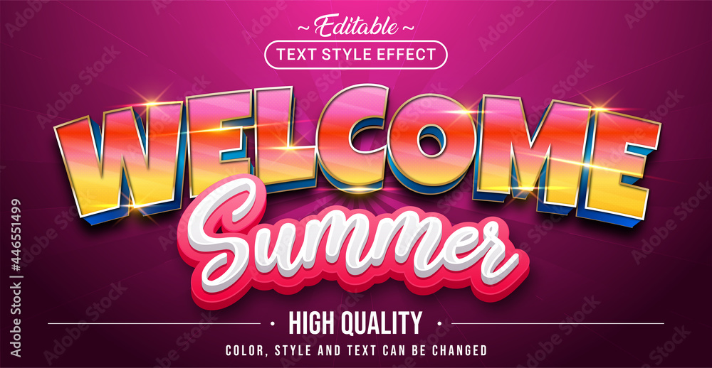 Poster editable text style effect - welcome summer text style theme.