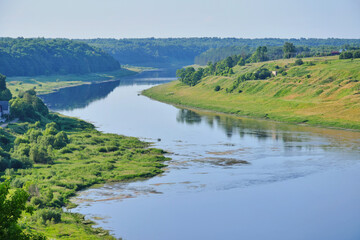 Beautiful scenery of the Volga river in Staritsa