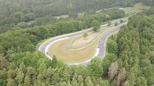 Motorsports circuit a Race track in the german Eifel on a cloudy day.
