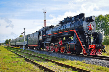 Fototapeta na wymiar Steam train to Ostashkov, Tver region