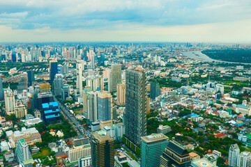 Fototapeta premium Top view of Bangkok from top of building.