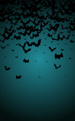 Black Monster Decor Vector Blue Background. Flock