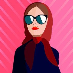 Flat fashion drawing of woman in headscarf