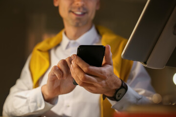Businessman working in office late at night