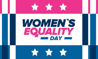 Women's Equality Day in United States. Female holiday, celebrated annually in August 26. Women right history month. Feminism concept. Poster, greeting card, banner and background. Vector illustration