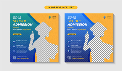 School admission social media post & back to school web banner template or square flyer poster design
 - obrazy, fototapety, plakaty