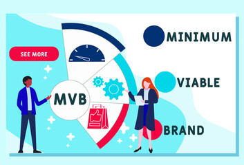 Vector website design template . MVB - Minimum Viable Brand acronym. business concept. illustration for website banner, marketing materials, business presentation, online advertising.