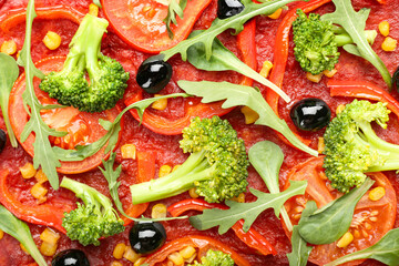 Tasty vegetarian pizza as background