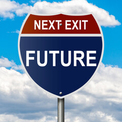 Rendering of a yellow highway sign