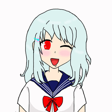 Schoolgirl Blue Hair