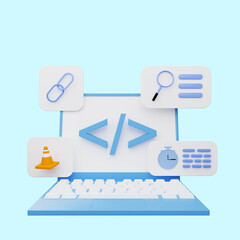 3d illustration of user interface on laptop