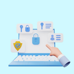 3d illustration of user interface on laptop