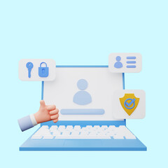 3d illustration of user interface on laptop