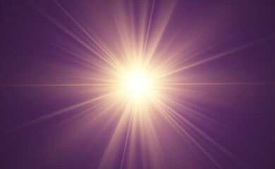 Obraz premium Special lens flash, light effect. The flash flashes rays and searchlight. illust.White glowing light. Beautiful star Light from the rays. The sun is backlit. Bright beautiful star. Sunlight. Glare. 