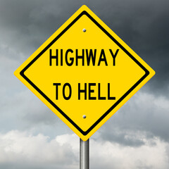 Rendering of a yellow highway sign